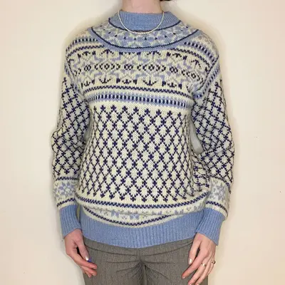 Benetton Jumper - Large Blue Wool