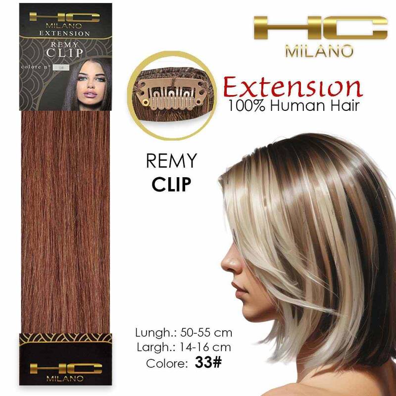 Hc milano natural hair 3 clips 1 strip remy width 14-16cm length 55cm col.33