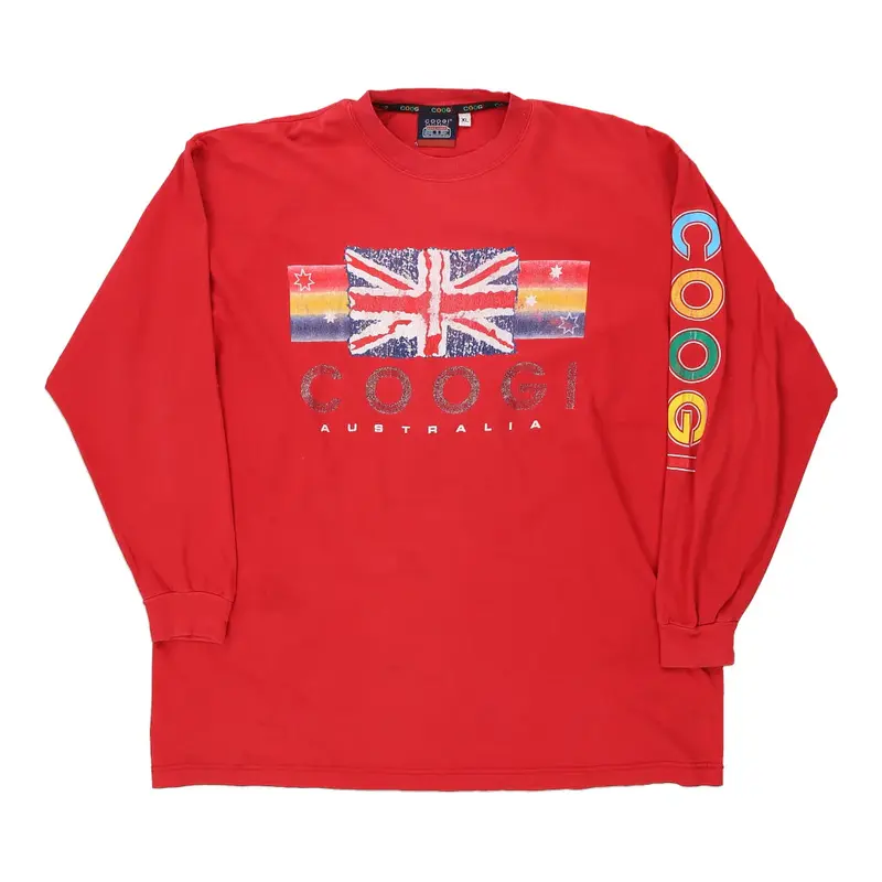 Coogi Graphic Long Sleeve T-Shirt - XL Red Cotton