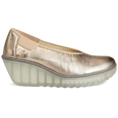 Fly London YOZA438FLY Laminato Leather Women's Heels Shoes - Sahara - Size:US 6-6.5 Women