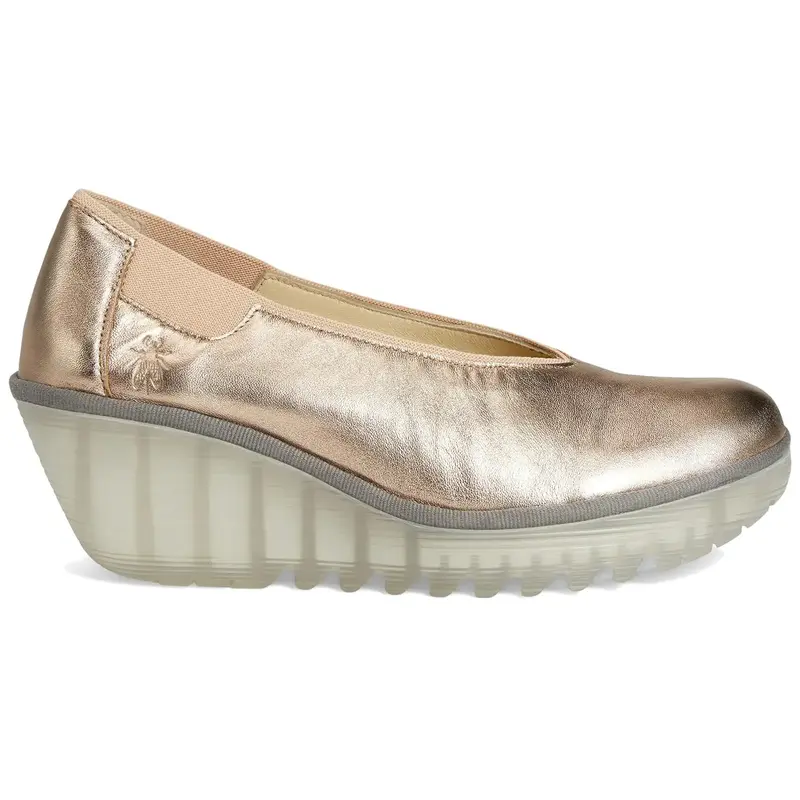 Fly London YOZA438FLY Laminato Leather Women's Heels Shoes - Sahara - Size:US 6-6.5 Women