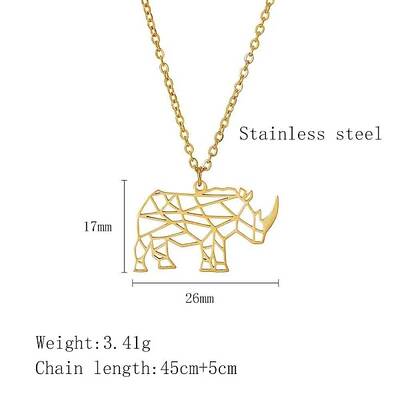 Stainless Steel Geometric Artistic Hollow Animal Pendant Necklaces