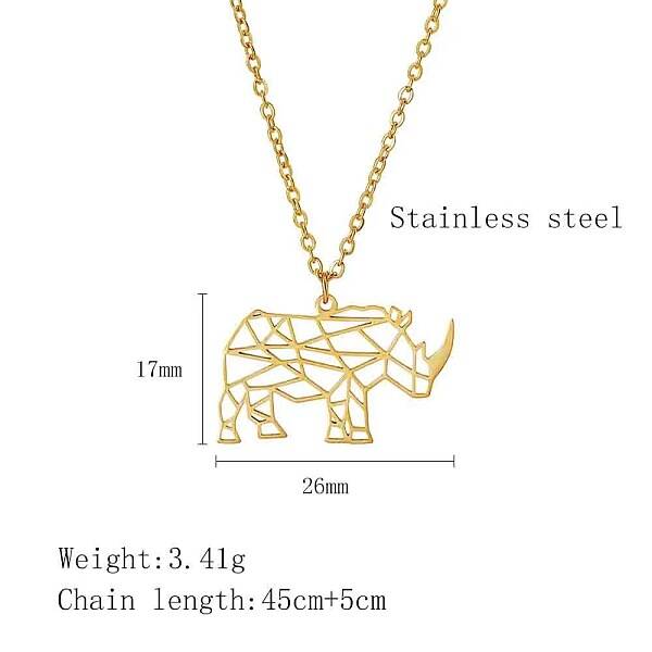 Stainless Steel Geometric Artistic Hollow Animal Pendant Necklaces
