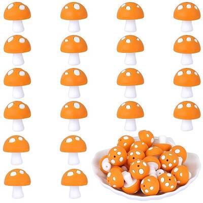 20Pcs Mushroom Silicone Focal Beads