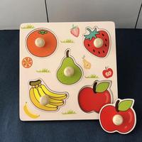 Wooden Fruit Pattern Puzzle Toy, 1 Set Children Hand Scratch Board, Baby Montessori Early Education Fruit Cognitive Puzzle To...