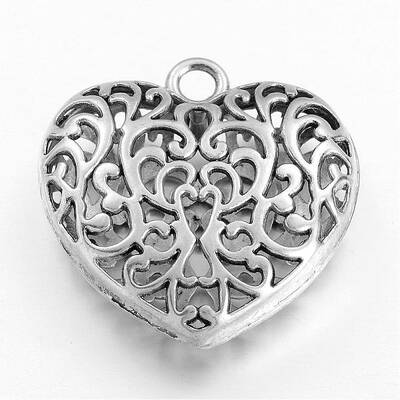 Hollow Tibetan Style Alloy Heart Pendants