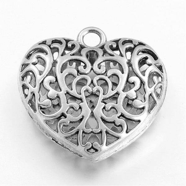 Hollow Tibetan Style Alloy Heart Pendants