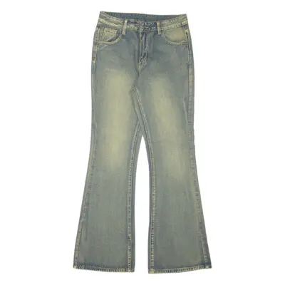 ROMWE Womens Jeans Blue Regular Flared Stone Wash W29 L32