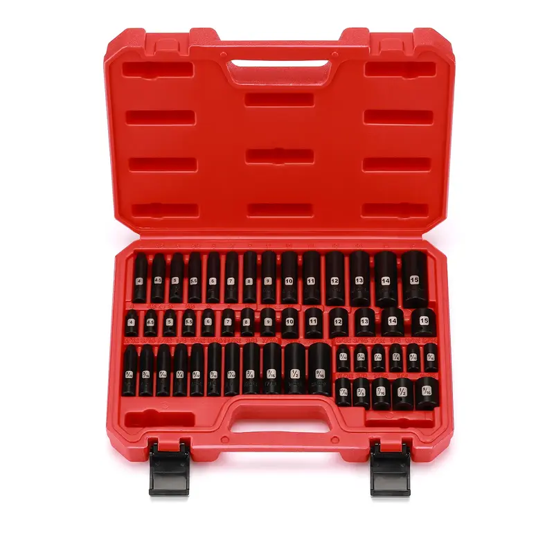 CASOMAN 50PCS 1/4 Inch Drive Master Impact Socket Set Metric/SAE Deep/Shallow 6 Point CR-V 5/32 Inch - 9/16 Inch 4mm - 15mm H...