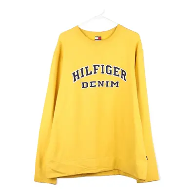 Hilfiger Denim Spellout Sweatshirt - XL Yellow Cotton Blend