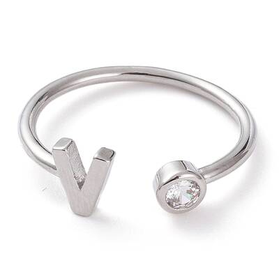 Brass Micro Pave Clear Cubic Zirconia Cuff Rings