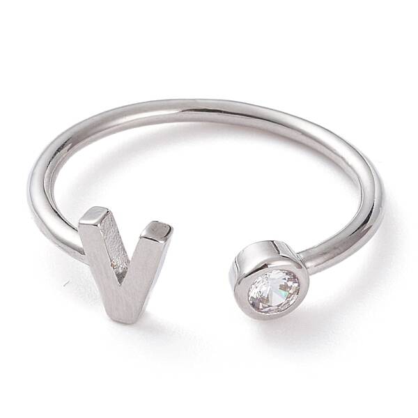 Brass Micro Pave Clear Cubic Zirconia Cuff Rings