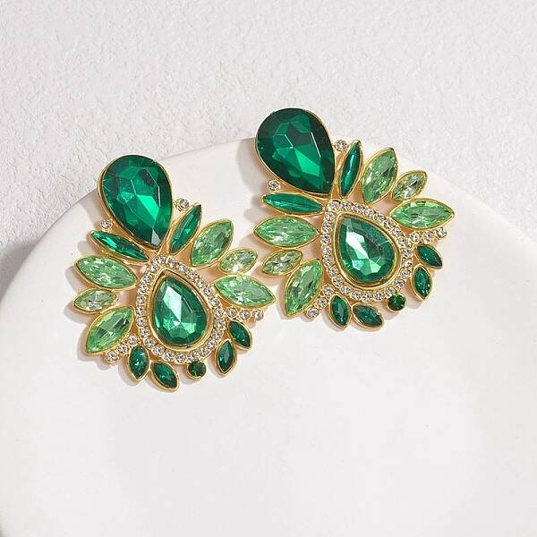 304 Stainless Steel Glass Stud Earrings