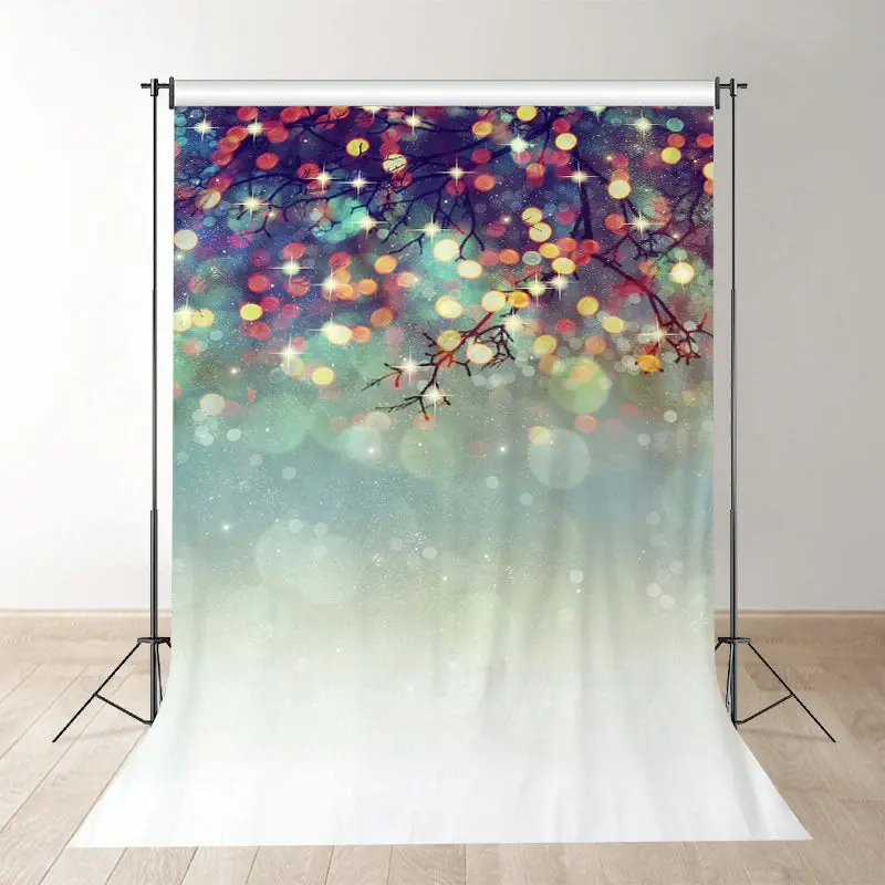 Aperturee Colorful Sparkle Bokeh Tree Winter Photo Backdrop