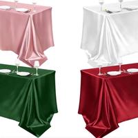 Rectangle Satin Tablecloth Wedding Table Cloth White Bright Silk FabricTable Decoration, party Birthday Events Banquet Decor