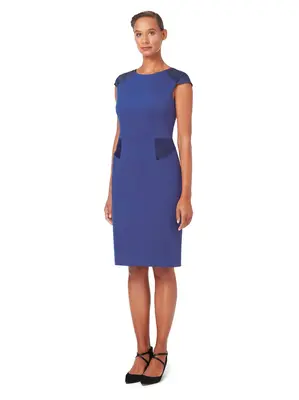 D018 _ LOTUS _ Cap-Sleeves Sheath Dress _ Lazurite | Colour: Lazurite Blue | Size: L