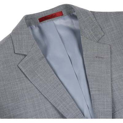 Light Grey Slim Fit Two Button Men's Suit - Two Piece Hack Pocket