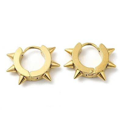 PVD Vacuum Plating 201 Stainless Steel Spike Hoop Earrings with 304 Stainless Steel Pins