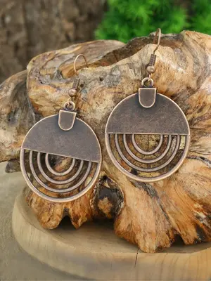 Vintage Hollow out Round Dangle Earrings, 1 Pair Simple Drop Earrings for Women for Party, Daily Clothing Decor, Trendy All-m...