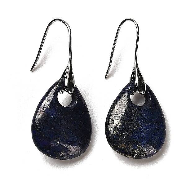 Natural Lapis Lazuli Teardrop Dangle Earrings