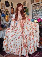 Flowy Tiered Skirt with Ruffle Top , Boho Hippie Long Skirt Sets, Whimsical Outfit, Vintage Maxi Silk Skirt , Bohemian Summer...