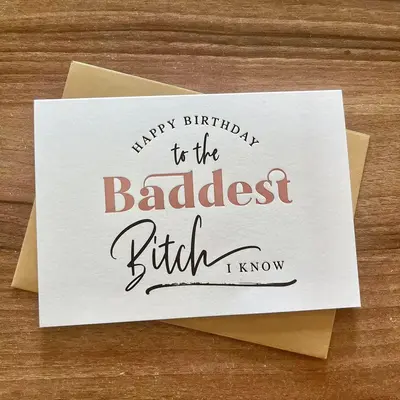 Happy Birthday To The Baddest Bitch I Know Letterpress Birthday Card, 1 Count Funny Birthday Card with Envelope for Friend, B...