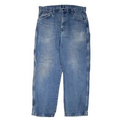 DICKIES Mens Jeans Blue Regular Straight Stone Wash W34 L30