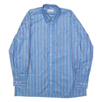COLDOR Mens Shirt Blue 90s Spotted Long Sleeve 2XL