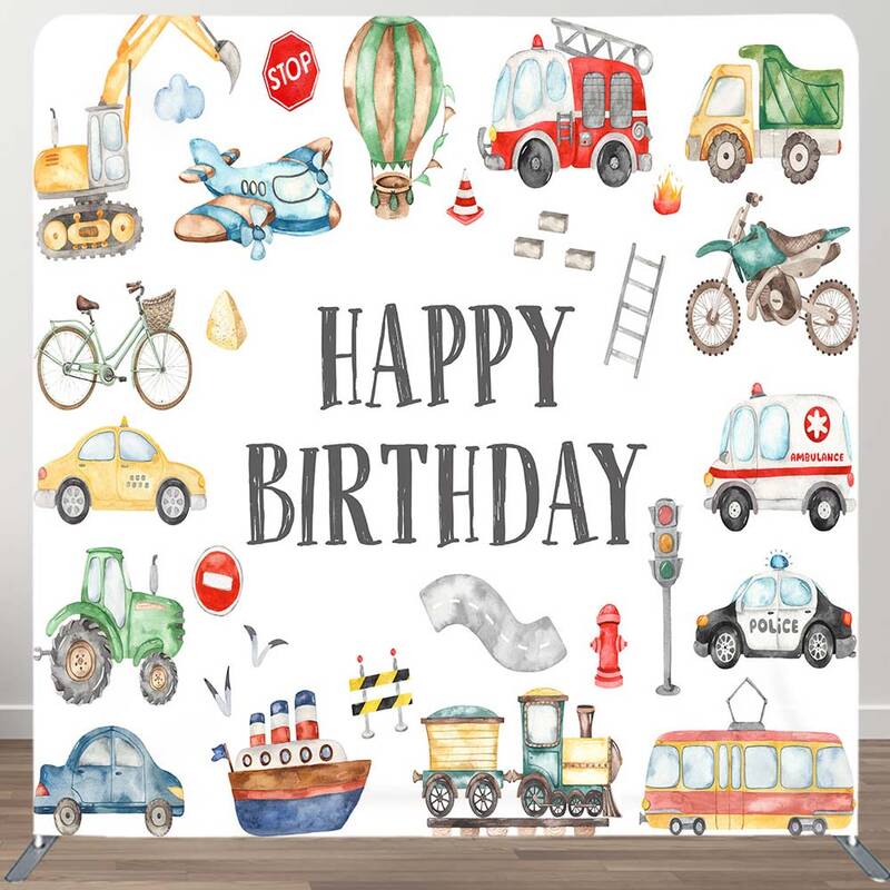 Aperturee Boy Truck Theme Happy Birthday Square Tension Backdrop | Birthday Back Drop | Birthday Party Decorations | Backdrop...