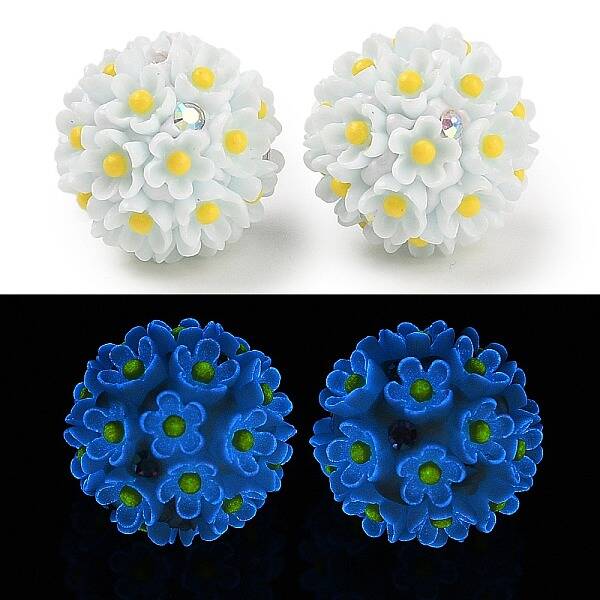 Handmade Luminous Polymer Clay Rhinestone Fancy Beads