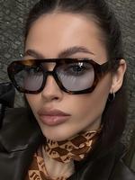 Vintage Geometric Frame Tortoise Sunglasses, Fashionable Sunglasses for Everyday Use, Travel Accessories for Trip & Driving