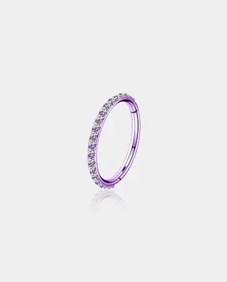 18G CZ Hinged Segment Nose Ring - Purple / 8mm