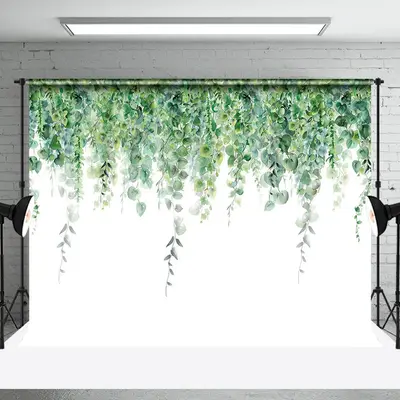 Greenery White Wall Spring Backdrop For Photography