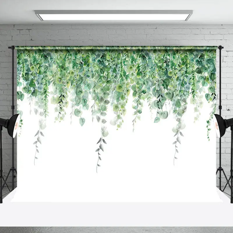 Greenery White Wall Spring Backdrop For Photography