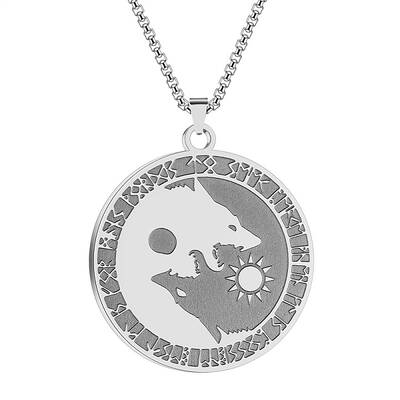 Viking Yin-yang Wolf Stainless Steel Pendant Necklaces