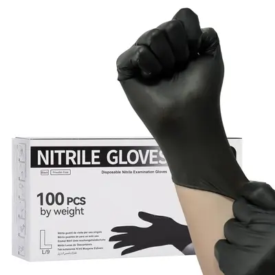 Black Nitrile Gloves Disposable Large,3 Mil Thin Gloves,Latex Free,Powder-Free Food Safe Gloves For Cooking Cleaning Food Pre...