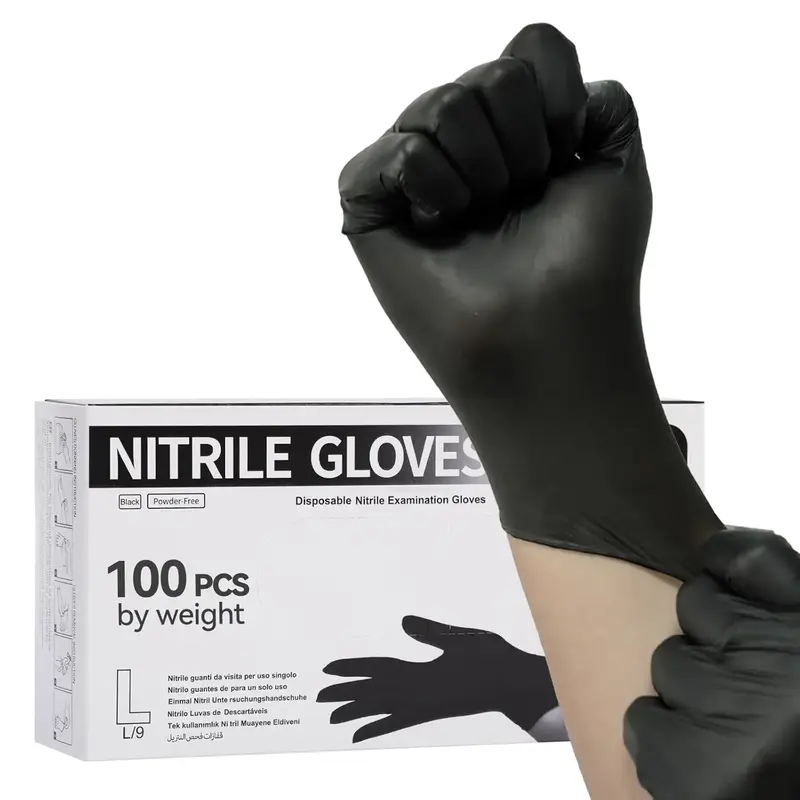 Black Nitrile Gloves Disposable Large,3 Mil Thin Gloves,Latex Free,Powder-Free Food Safe Gloves For Cooking Cleaning Food Pre...