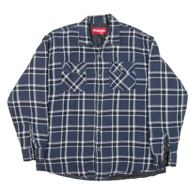 WRANGLER Quilted Lined Mens Lumberjack Jacket Blue Check L