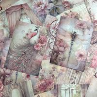 Vintage Flower Pattern Decorative Paper, 50pcs/pack Creative Tearable Craft Material Paper, Diy Decorative Materials for Scra...