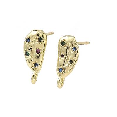 Brass Micro Pave Cubic Zirconia Stud Earring Findings
