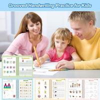 Magic Practice Scribe Book Set, 4 Counts/set Reusable Number & Letter & Math & Drawing Practice Scribe Book with 1 Pen, 6 Ref...
