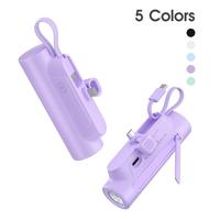 Portable Mini Power Bank, 5000mAh Mini Power Bank with USB-C Plug & LED Flashlight, Portable Mobile Phone Charger for Most El...