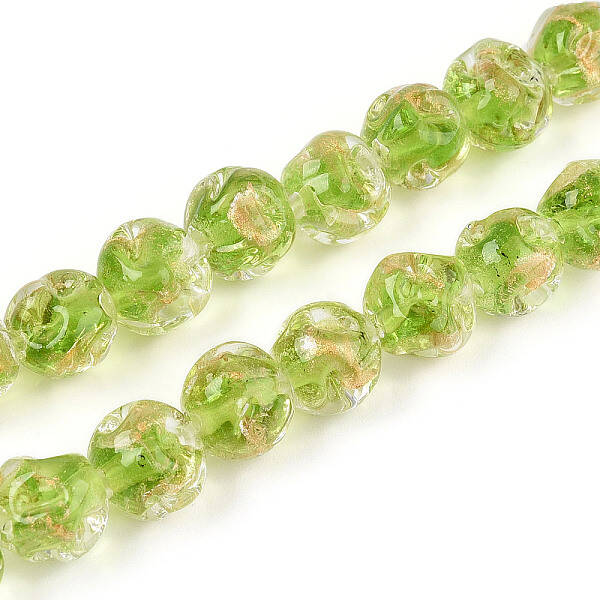 Handmade Gold Foil Glass Beads Strands