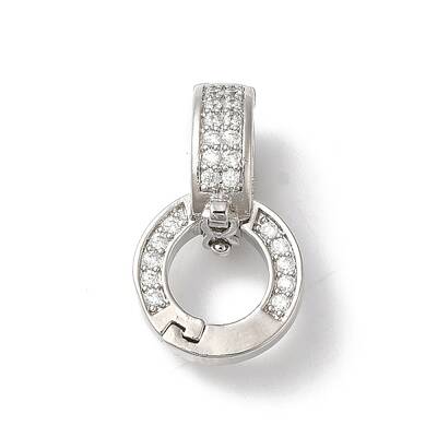 Rack Plating Brass Micro Pave Clear Cubic Zirconia Twister Clasps