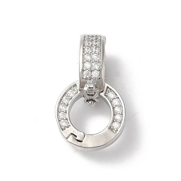 Rack Plating Brass Micro Pave Clear Cubic Zirconia Twister Clasps