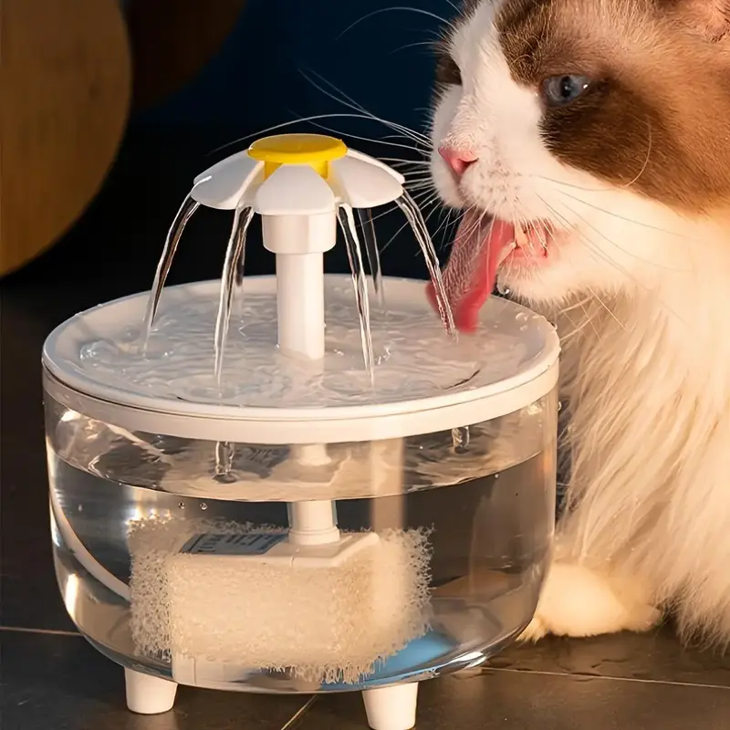 Clear Pet Water Fountain, USB Rechargeable Automatic Circulation Cat Water Dispenser, Indoor Cat Drinking Fountain, Pet Drink...