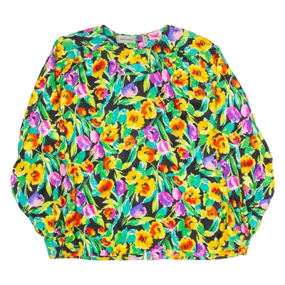 ADRIANNA PAPELL Womens Printed Blouse Orange Long Sleeve Silk Floral L