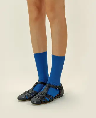 Women's Thin-Ribbed Cotton Socks Breeze - Cobalt