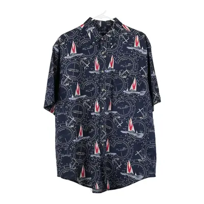 Puritan Graphic Patterned Shirt - Large Navy Cotton