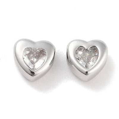 Brass Micro Pave Cubic Zirconia Beads